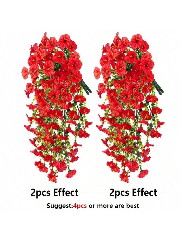 1/2pcs UV-Resistant Artificial Morning Glory & Eucalyptus Hanging Decor - Perfect For Home,Garden,Weddings Outdoor Decoration