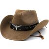Straw Cowboy Womens Hat Fashion Straw Cattleman Crease Western Cowboy Hats Shapeable Wide Brim Sunhat for Women and Men