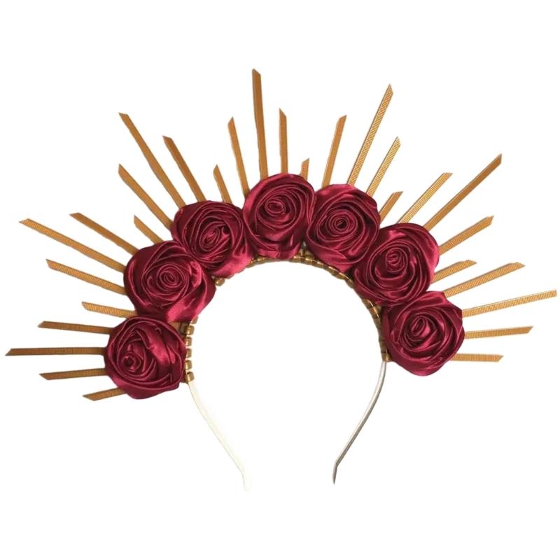 Панк Цветочный Ободок Художественный Шипастый Обруч для Волос Готический Рок Головной Убор для Косплея Унисекс Рок Шипастый Аксессуар для Головного Убора