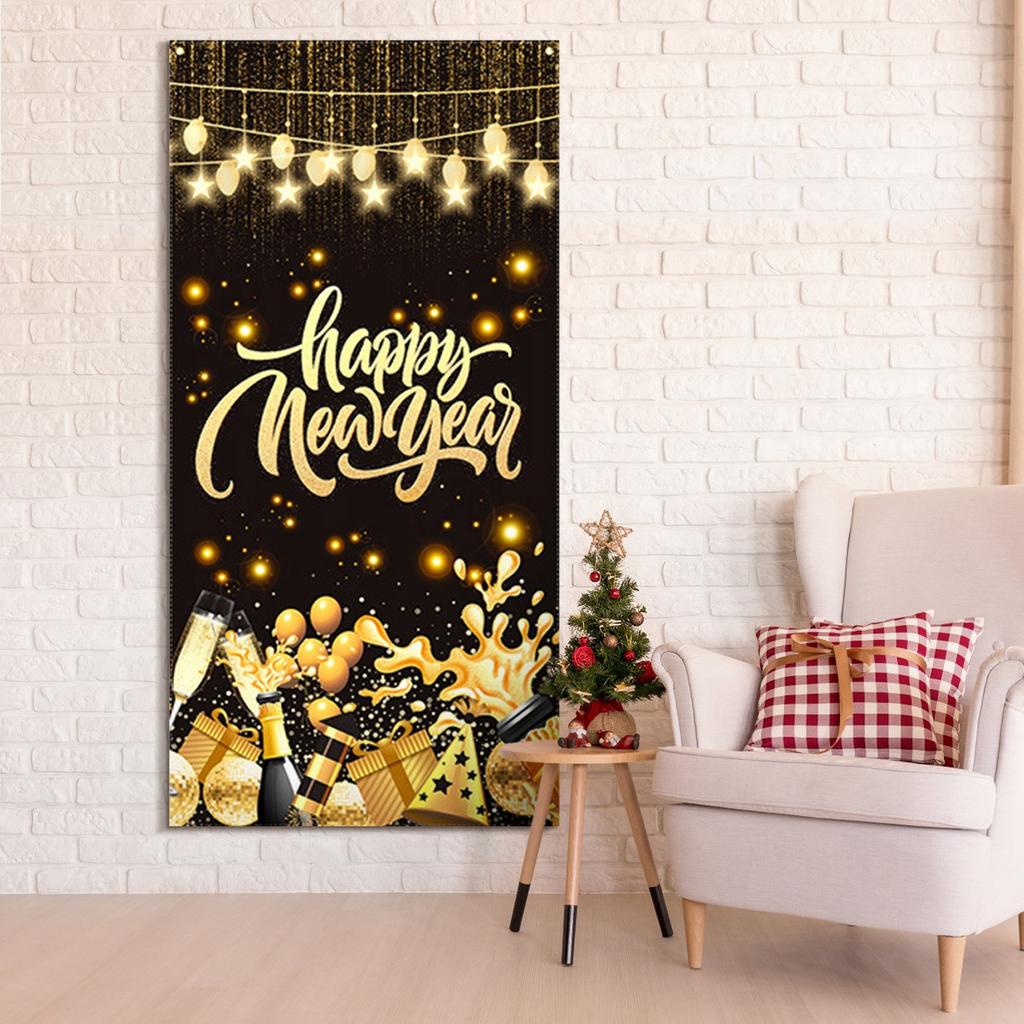 New Year's Eve Door Hanging Background Cloth New Year Party Decoration