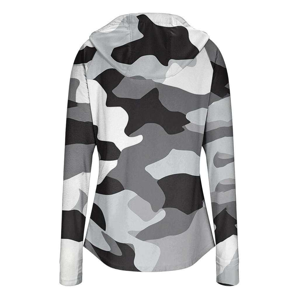 Women's Lightweight Zip Up Hoodie with Hood and Pockets Long Sleeve Camouflage Sun Protection Jacket for Outdoor Activities
