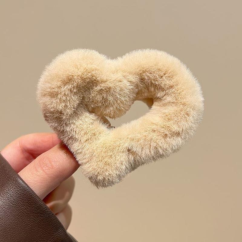 Мягкая молочно-кофейная серия пушистых плюшевых заколок для волос на затылке, теплые большие плюшевые заколки-акула, заколки-когти для волос