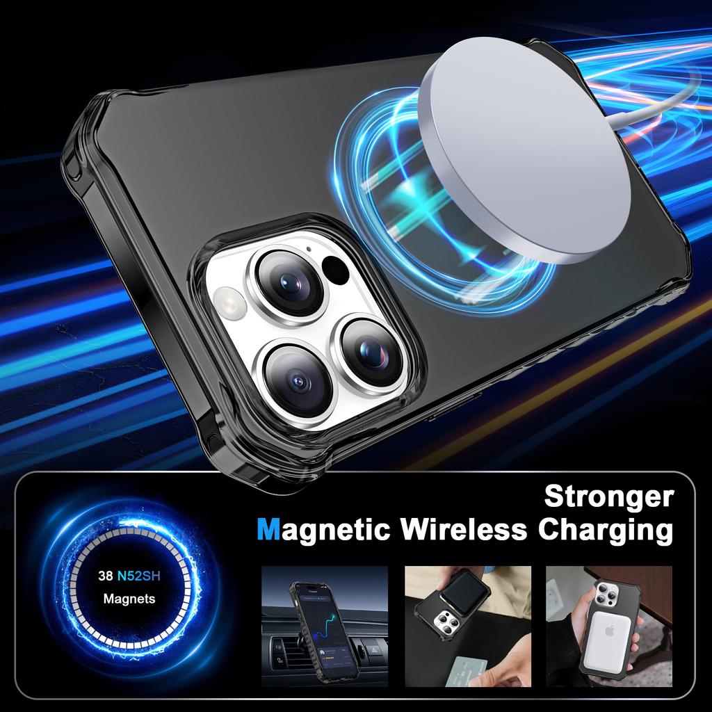 For iPhone 14 Pro Case Compatible with MagSafe Small Wavy Edge PC+TPU Phone Cover