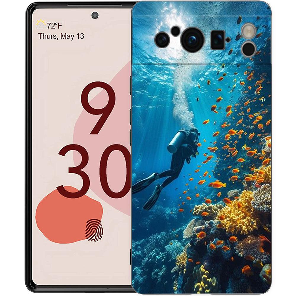 Водонепроницаемый чехол для телефона для Google Pixel 9 8 9A 8A 7 7A 6 Pro XL 6A 5G Черный Мягкая задняя панель Роскошная крышка из ТПУ