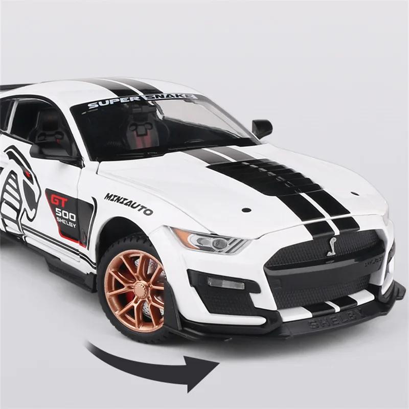 GDKO9 1:24 Ford Mustang Shelby GT500 Alloy Sports Car Diecasts Metal Toy Car Model Simulation Sound Light Collection Kids Gifts A414