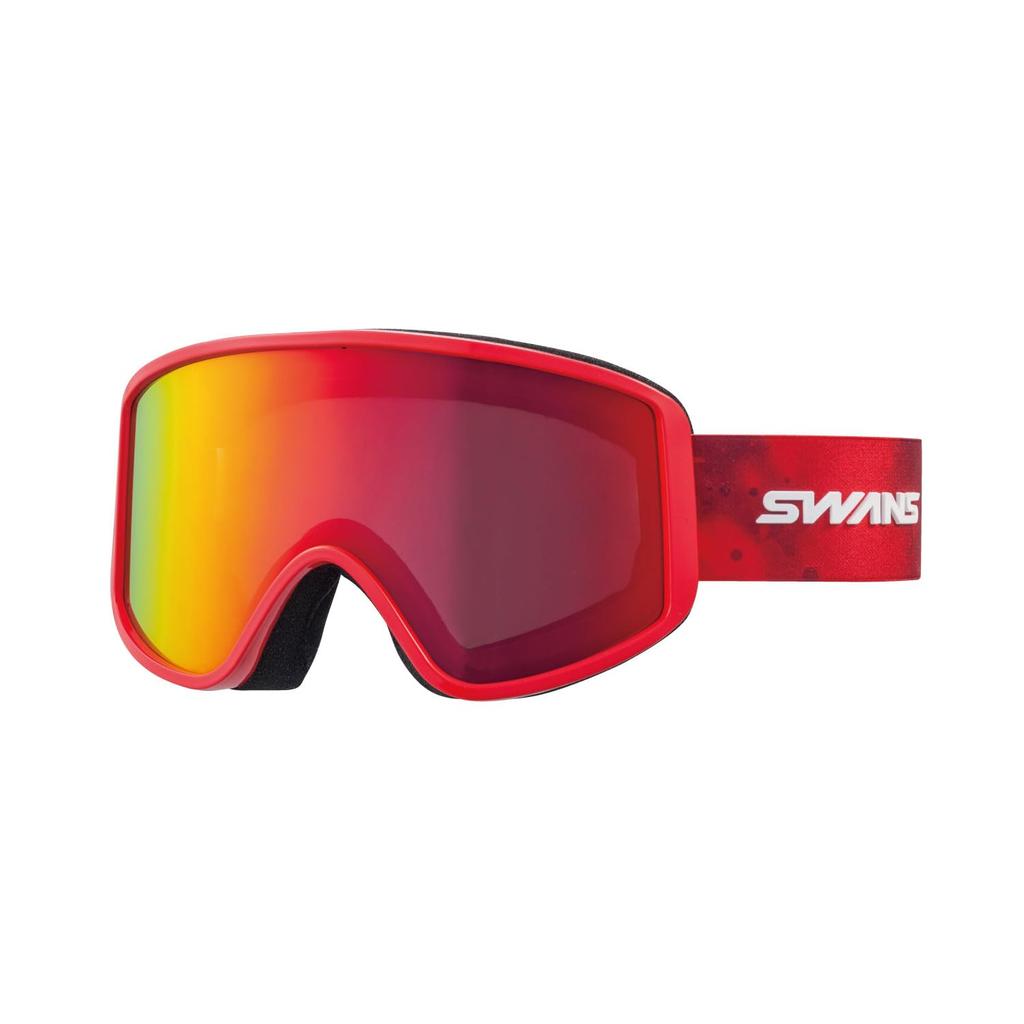 Swans Snow Goggles P1 GLR Red Mirror x Glasses Mirror 180-MDH Gray, Skiing, Snowboarding, Compatible, Anti-Fog,