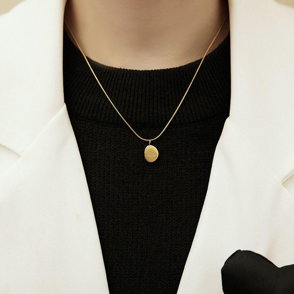 Ожерелья с маленькой круглой подвеской из титановой стали, минималистичная цепочка для ключиц, ожерелье с буквой, для девушек