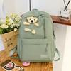 Korean Style Bear Backpack Large Capacity Stylish Nylon Soft Double Shoulder Bag