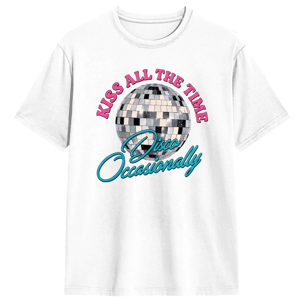 Harry Style Kiss All The Time Disco Occasionally Disco Ball T Shirts for Unisex Pure Cotton Casual TShirts Round Neck Tee Shirt