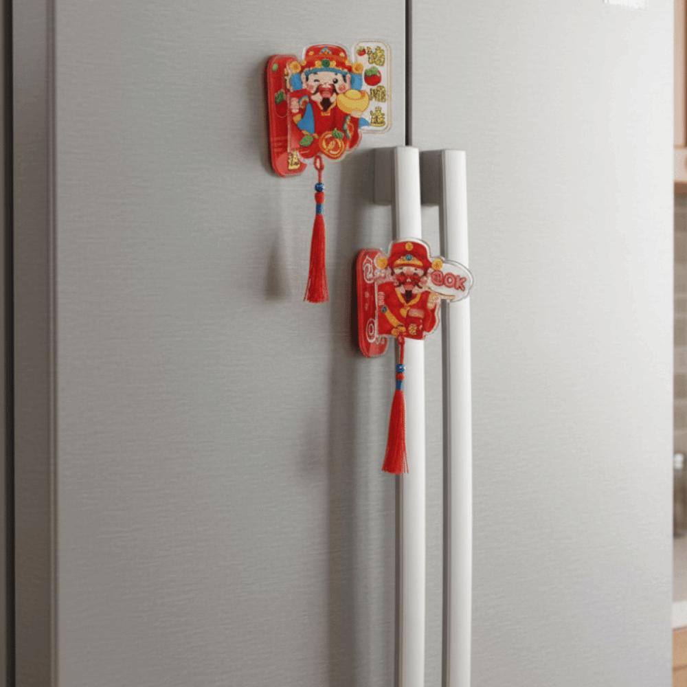 Traditional Fridge Magnet Pendants Cartoon God of Wealth Sticker Spring Festival