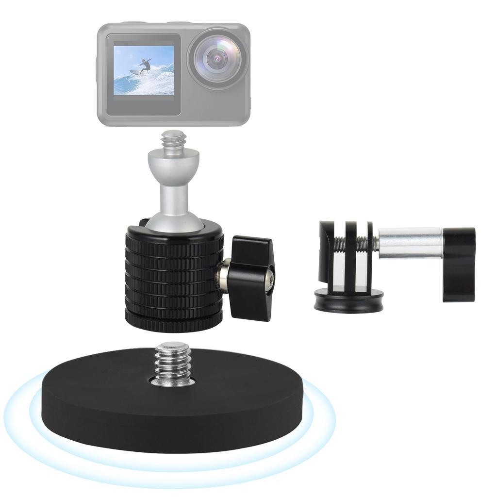 UTEBIT Magnetic Head 66mm Camera Magnetic Stand Free Head 360 Degree Rotation Strong Magnet Camera Fixed Magnet with Thread Adjustable Screw Length
