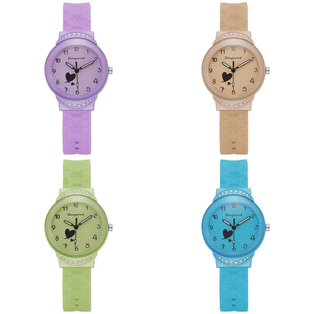 Студенческие часы для девочек, кварцевые, на силиконовом ремешке, с декоративным циферблатом, для подростков средней школы