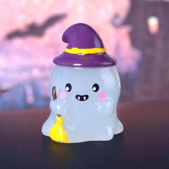 5Pcs/Set Halloween Ornament Pumpkin Ghost Shape Miniature Resin Figure Weather-Resistant Glow In The Dark Landscape Statues