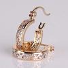 Luxury Women Gold Color Hollow-out Bridal Engagement Stud Hoop Earring