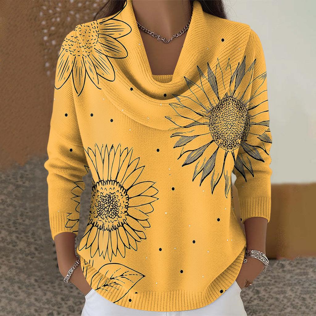 Женский повседневный и модный свитер с круглым вырезом, длинными рукавами и принтом