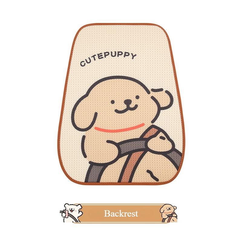 Cute Cartoon Couple Line Puppy Car Cushion Four Season Universal Vehicle Seat Backrest Support Breathable Comfortable Auto Seat