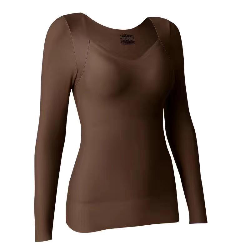 Hyaluronic Acid-Infused Thermal Long-Sleeve Top with Chest Pads for Autumn/Winter