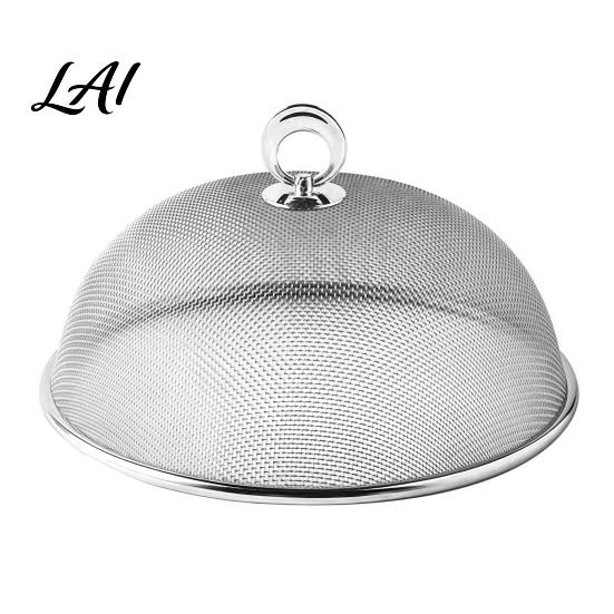 Portable Food Tent with Handle for Camping Stainless Steel Mesh Cover Handle Round Breathable Hot Dishes Protector Durable Guard And Fruit Platters