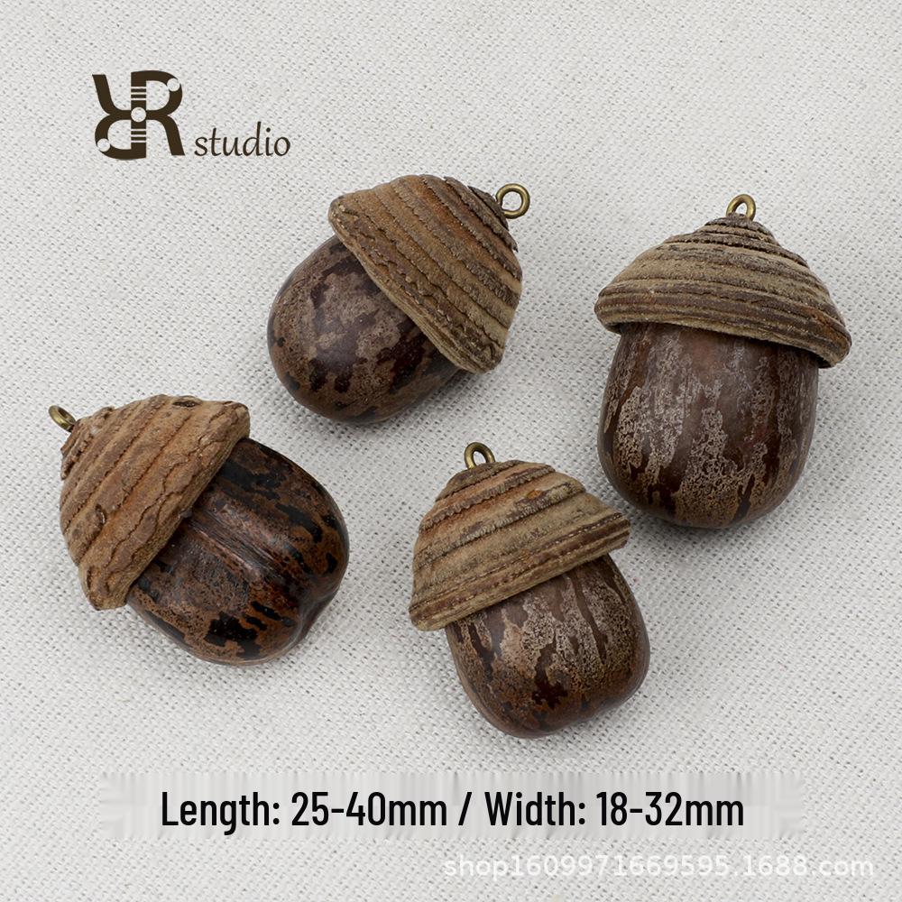Natural Plant Seed Pendants: DIY Handmade Beaded Jewelry with Pine Cone and Acorn Materials for Necklaces and Earrings.