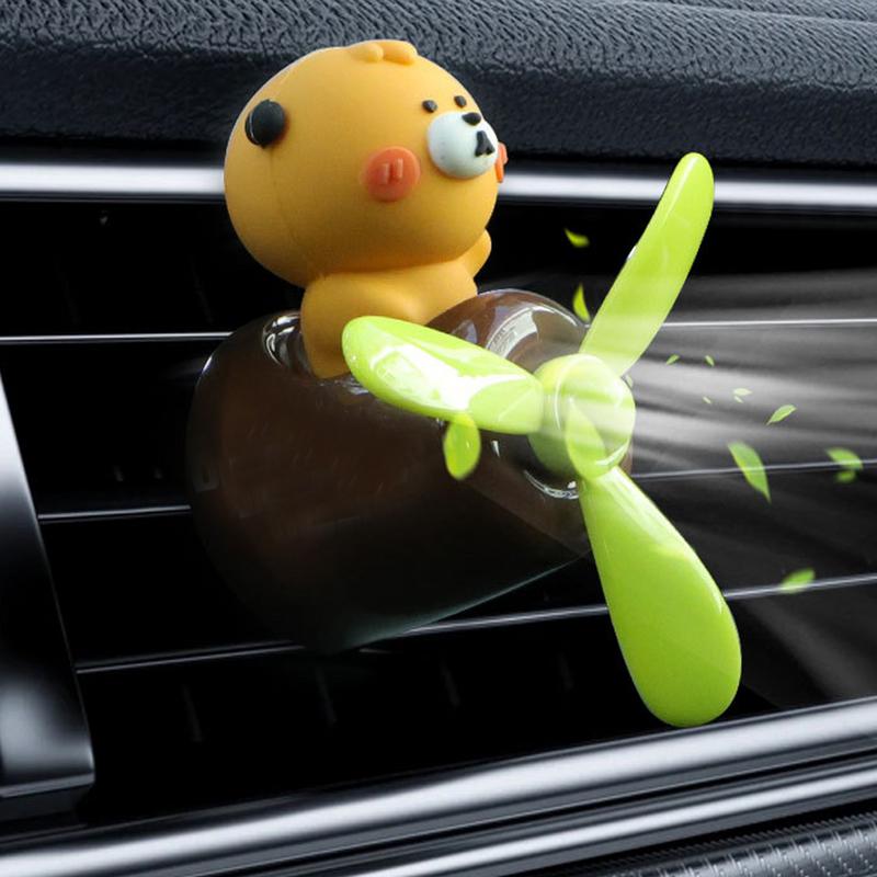 Car Air Freshener Vent Clip Cartoon Pilot Oil Diffuser Vent Clip Rotating Propeller Automotive Air Outlet Fan Cute Car Diffuser