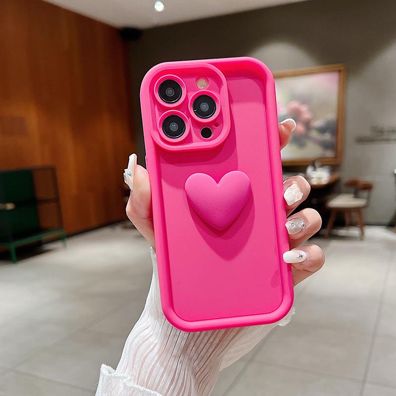 Милый 3D чехол-сердечко из силикона в стиле INS для iPhone 17 16 15 Pro Max 16E Чехол iPhone 14 13 12 11 16 Plus 7 8 Ударопрочный чехол