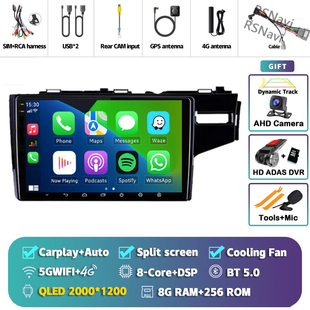 Android 14 Carplay Auto для Honda Jazz Fit 2014 - 2015 Автомобильный радиоплеер Мультимедиа стерео 360 Камера Навигация Видео AI Voice