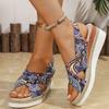Модные Модные Сандалии на танкетке с принтом для женщин Лето 2025 Легкие Сандалии на платформе с ремешком и пряжкой Женские Удобные Нескользящие Пляжные туфли