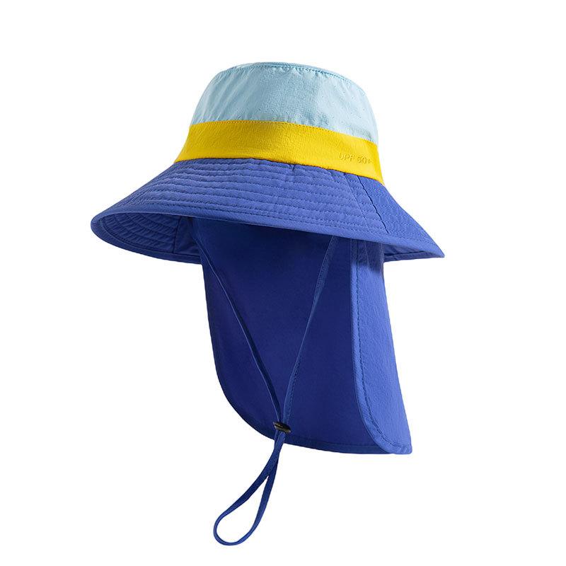 Spring and summer children's sunscreen hat Boys and girls neck bucket hat Outdoor children's hat UV protection sun hat