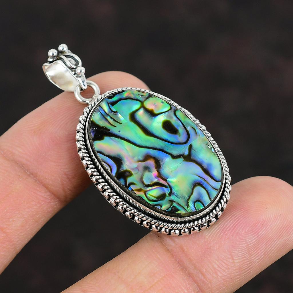 Abalone Shell Pendant Handmade Jewelry 925 Sterling Silver Pendant Statement Pendant Gemstone Pendant Abalone Shell Jewelry Wedding Gifts