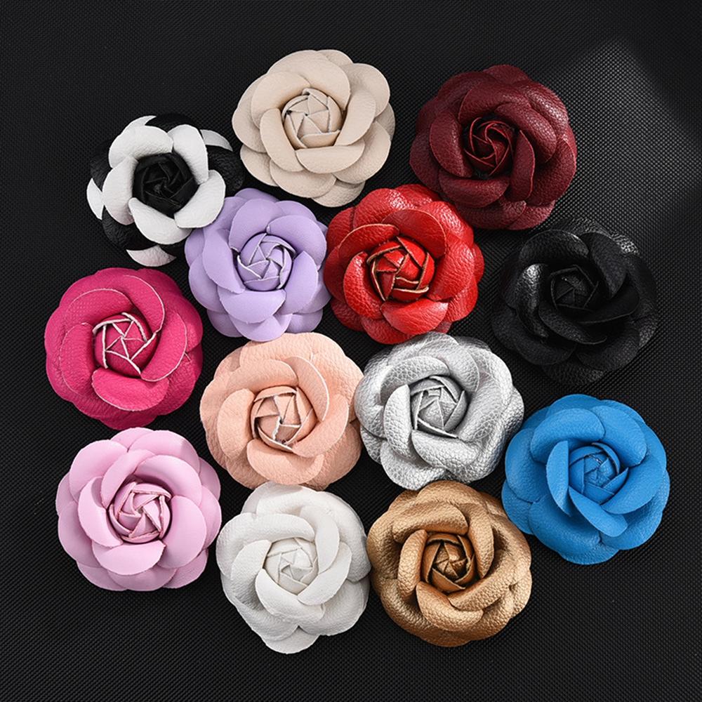 Boutonnier Korean Jewelry Sewing Gifts Brooch Camellia Flower Corsage PU Leather DIY Craft Supplies