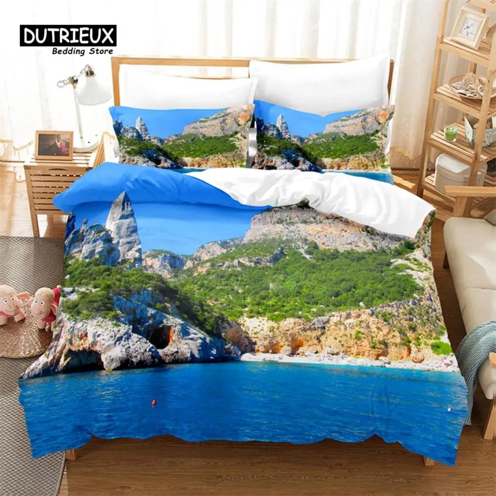 Natural Scenery Bedding Set, 3Pcs Duvet Cover Set, Soft Comfortable Breathable Duvet Cover, For Bedroom Guest Room Decor