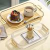 Plastic Serving Tray with Handle Living Room Fruit Tray  Tea Tray Transparent  Dinner Plate  Of Kitchen