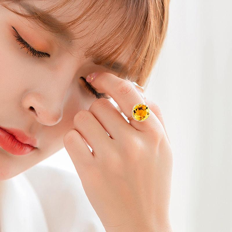 BELLA BOX New Temperament Yellow Zircon Round Pendant Fine Jewelry Sets For Wedding Engagement