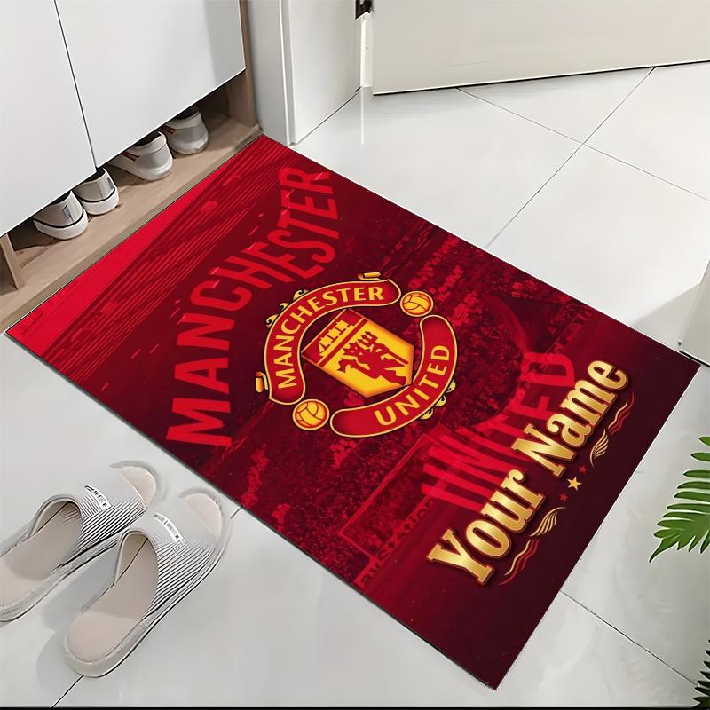 Manchester United (23) Rug Customizable Text Suitable For Spaces Such As Bedrooms And Entryways Features A Non Slip Backing An Ideal Choice For A Gift