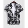 Tropical Coconut Tree Pattern Men's Short Sleeve Button Down Lapel Shirt For Summer Resort Holiday Hawaiian Style Oversized Tops
