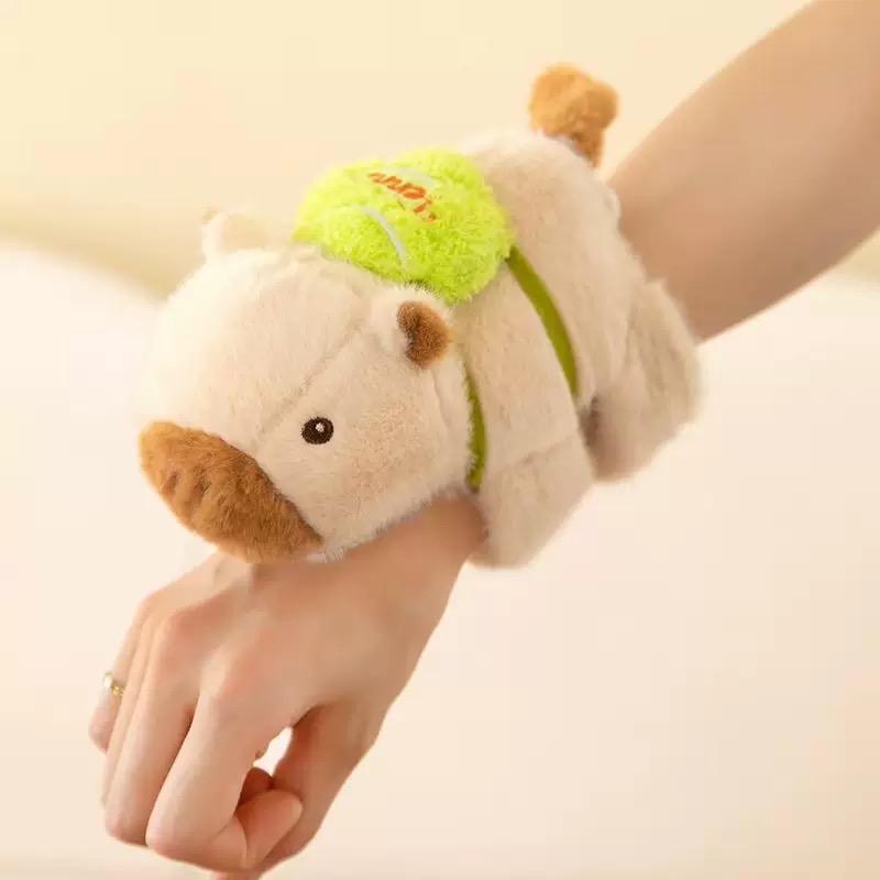 Lovely Capybara Animal Slap Snap Wrap Wristband Bracelet Plush Stuffed Animal Kawaii Capybara Hand Ring Wristband Kid Funny Toys