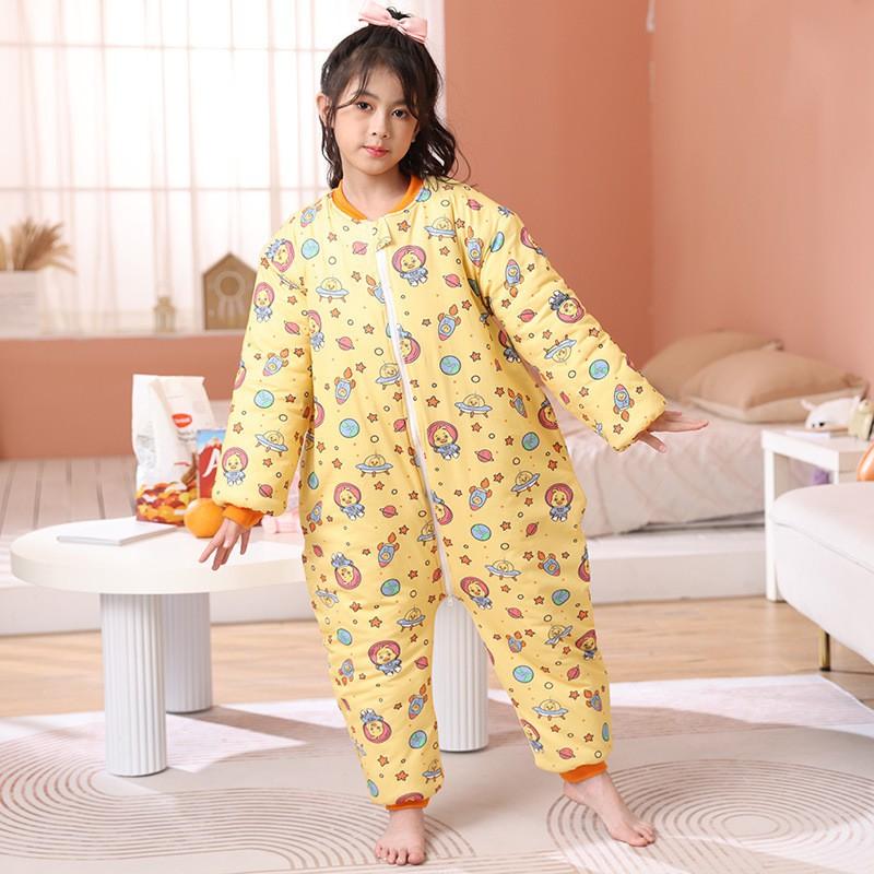 Kids Cotton Sleepsuit Winter Warm Pajamas Toddlers Children 1-12 Years Thickened Footed Sleep Bag