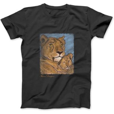 Львица Мать Львенок Винтажный Арт Дизайн Футболка Толстовка Худи для Мужчин Женщин Детей Сделано в Канаде Черный