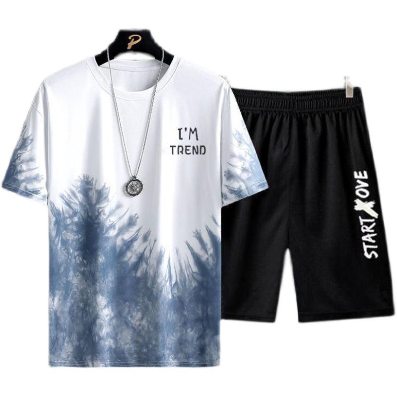 Men's Summer Quick-Dry Ice Silk Short-Sleeve T-Shirt and Shorts Set - Trendy, Loose Casual Sportswear.