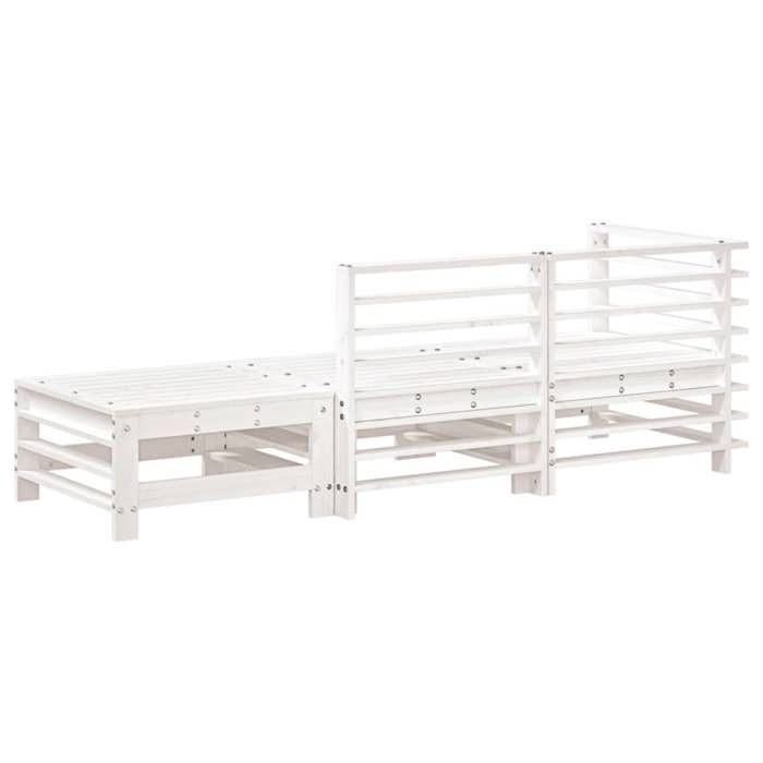 VidaXL Salon de Jardin 3 pcs, Canapés avec Repose-pieds, Sièges avec Dossier et Accoudoir, Meubles de Terrasse Patio, Blanc 825647
