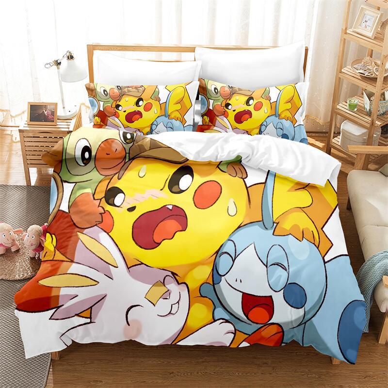 Cartoon Animation Digital Printing Bedding Quilt Cover Microfiber Polyester Cotton Three-Piece Set