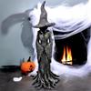 Halloween Tree Root Witch Statue Spooky Black Witch Figurine Resin Sculpture Home Office Holiday Party Decoration Ornament