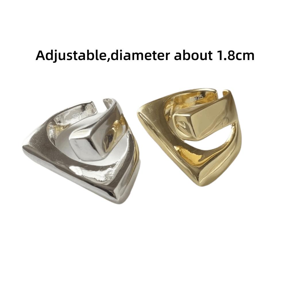 Регулируемое кольцо на палец Геометрическое посеребренное открытое кольцо Необычное кольцо Для вечеринки Подарок на день рождения