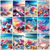 Diamond Painting Embroidery Kit Heart Stone Seaside Home Decor Mosaic Cross Stitch Love Beach Scenery Crystal Picture