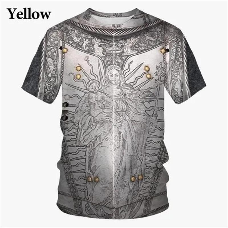 Футболка с 3D-принтом в средневековом стиле для мужчин, футболки с рисунком для косплея, повседневные модные футболки с круглым вырезом и коротким рукавом, свободные топы