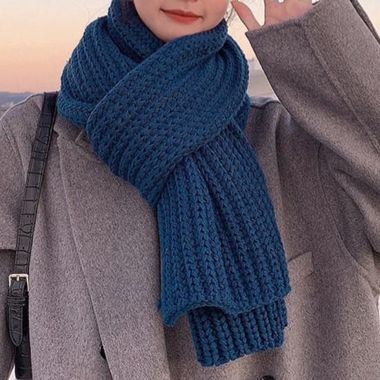 Women Scarf Thickened Warm Solid Color Scarf Autumn Winter Versatile Comfortable Knitting Long Scarf Fashion Accessory