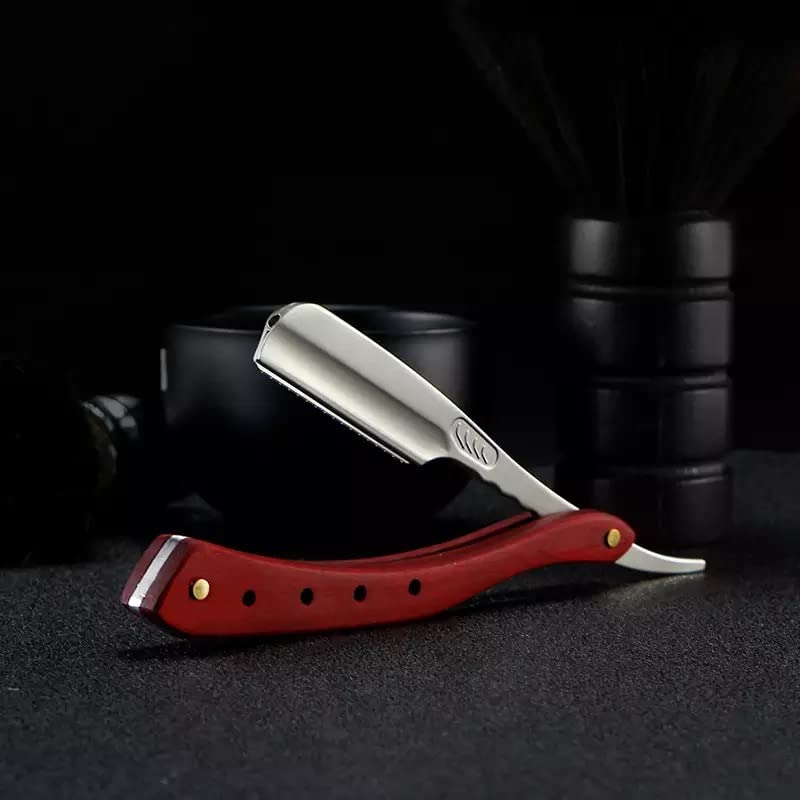 Складная кожаная бритва Barber Western Razor Silver x Brown [Deepa]