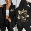 Mountains Go Camping Emotion Print Zipper Hoodies Womens Fleece Hoodie Autumn Loose Hoody Casual Oversize Clothes