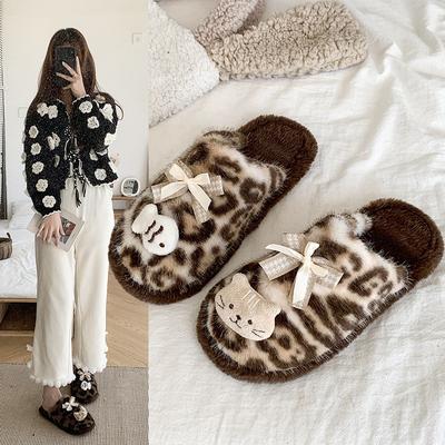 Милые мультяшные тапочки-мешки с пушистым верхом, женские, новые, зимние, бархатные, теплые, на толстой подошве, тапочки-мешки из хлопка