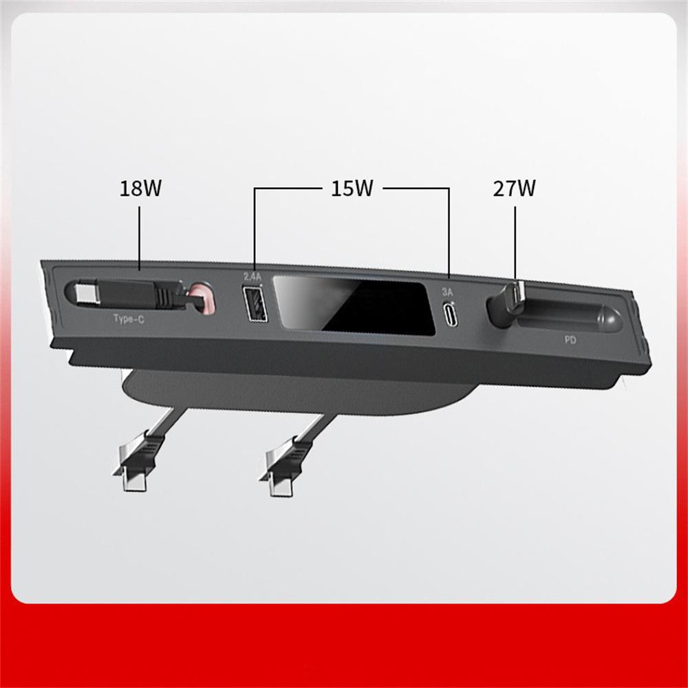 Usb Hub Center Console Fast Charging Cable Adapter For 2021-23 Tesla Model 3 Model Y